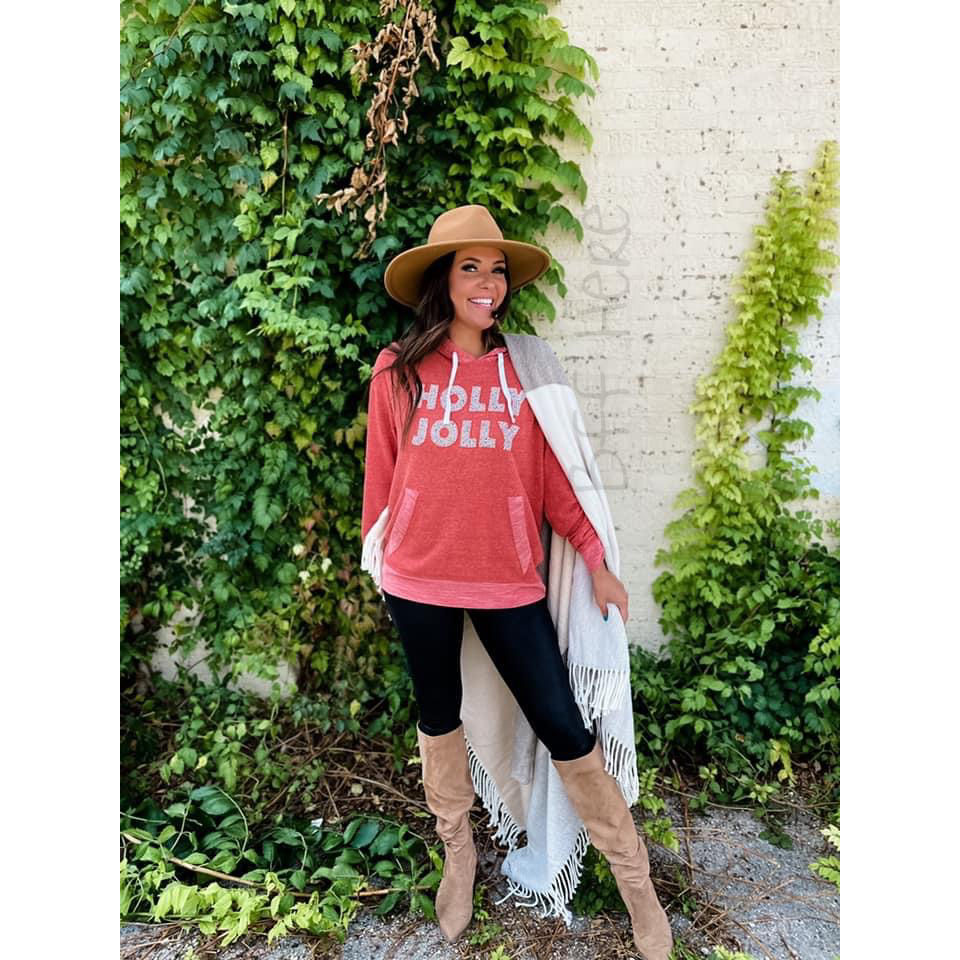 Holly Jolly French Terry Hoodie - BFF Here