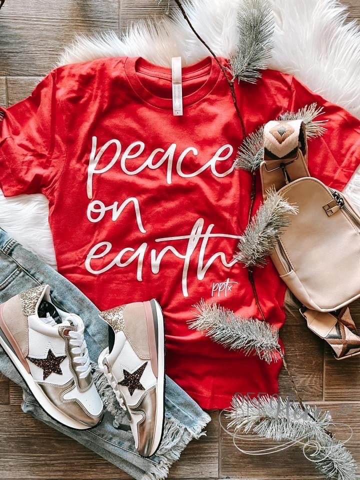 Peace on Earth Glitter Ink T-Shirt - BFF Here