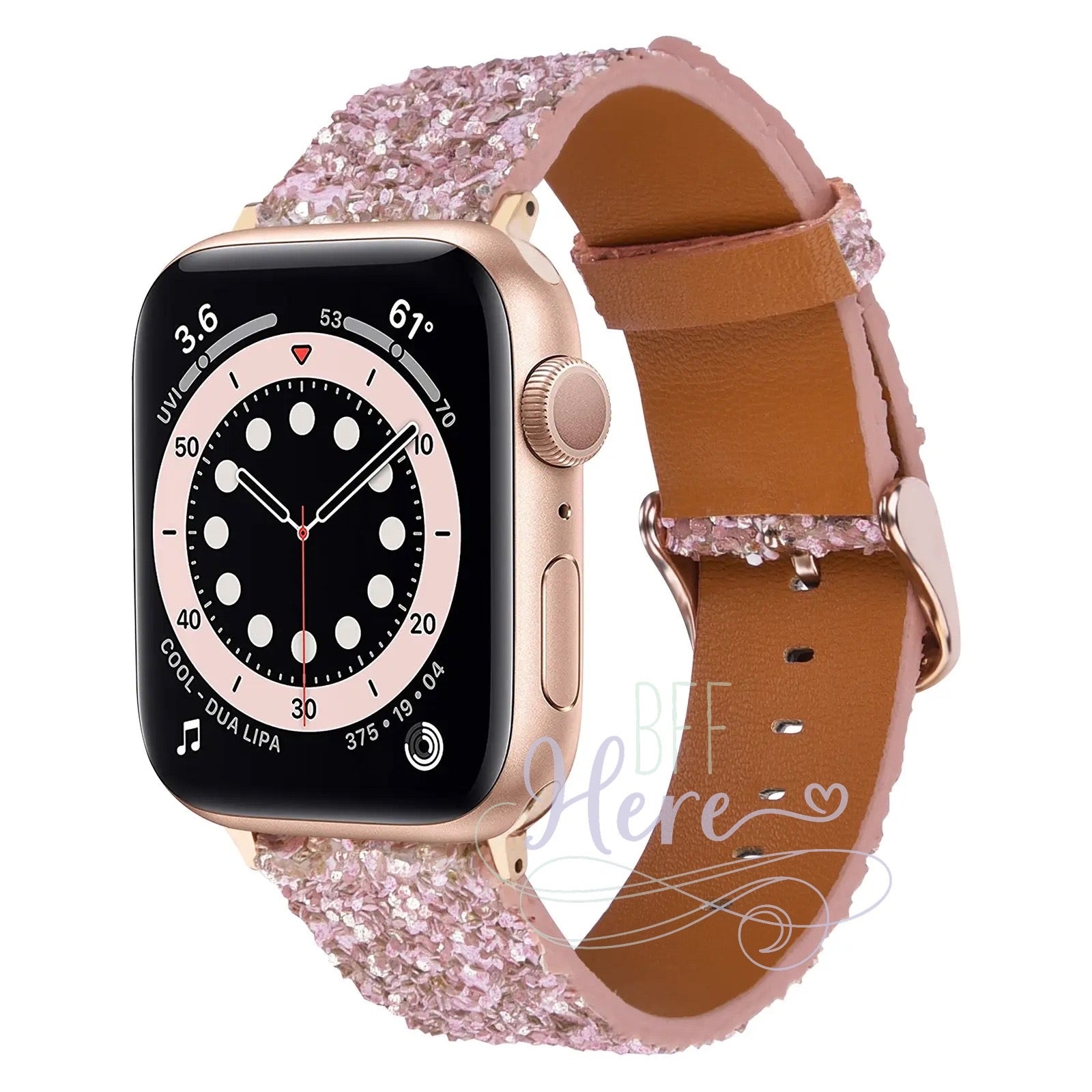 Shiny Glitter Leather Apple Watch Bands -- Choice of Color - BFF Here