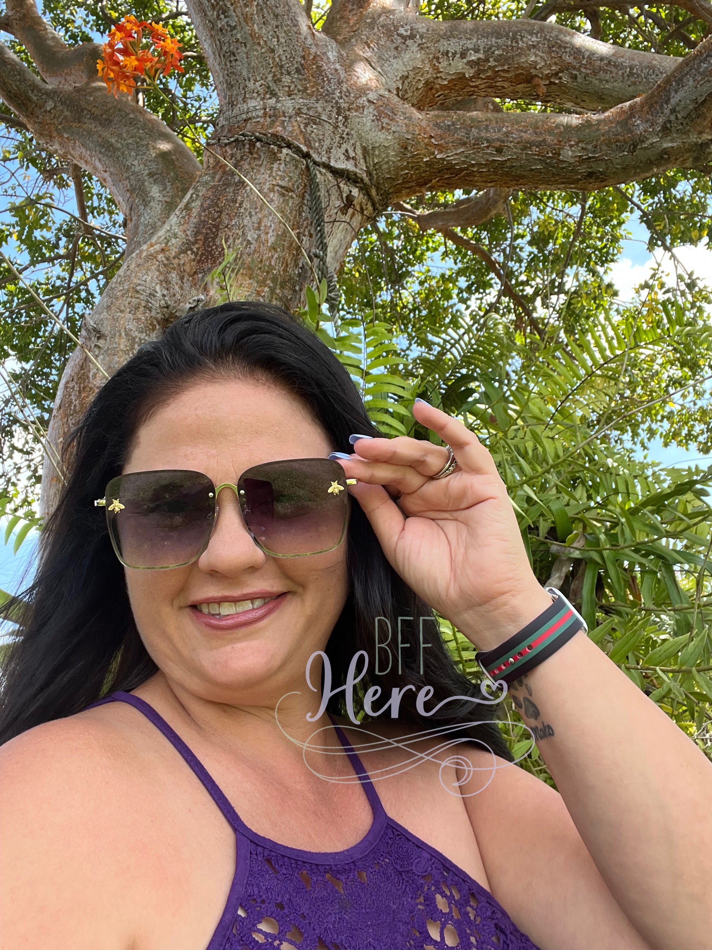 Honey Bee Square Framed Sunglasses -- Choice of Color - BFF Here