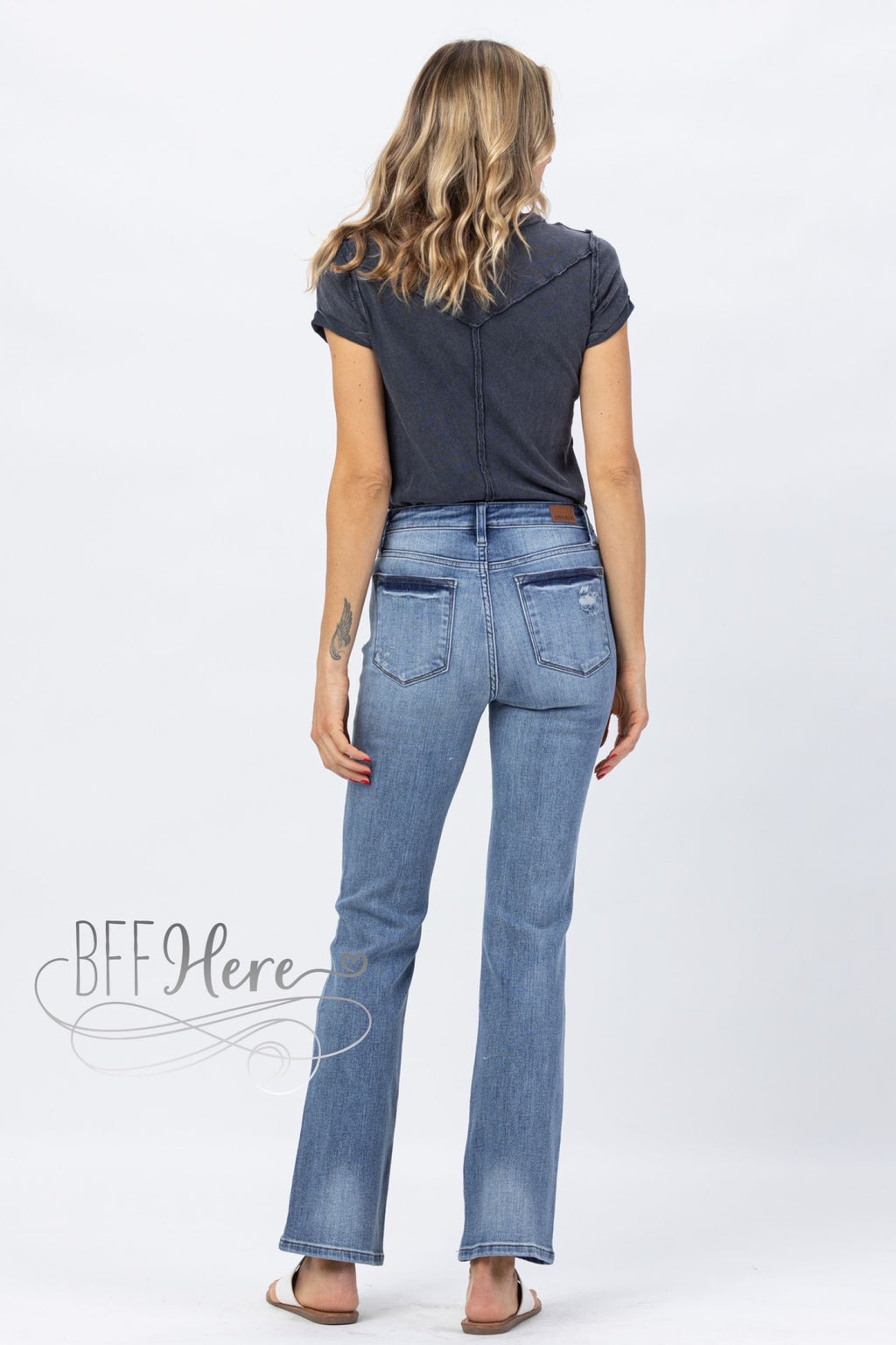 PREORDER: Amy Hi Waist Destroyed Bootcut Jeans by Judy Blue - BFF Here