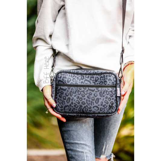 Neoprene Messenger -- Midnight Leopard - BFF Here