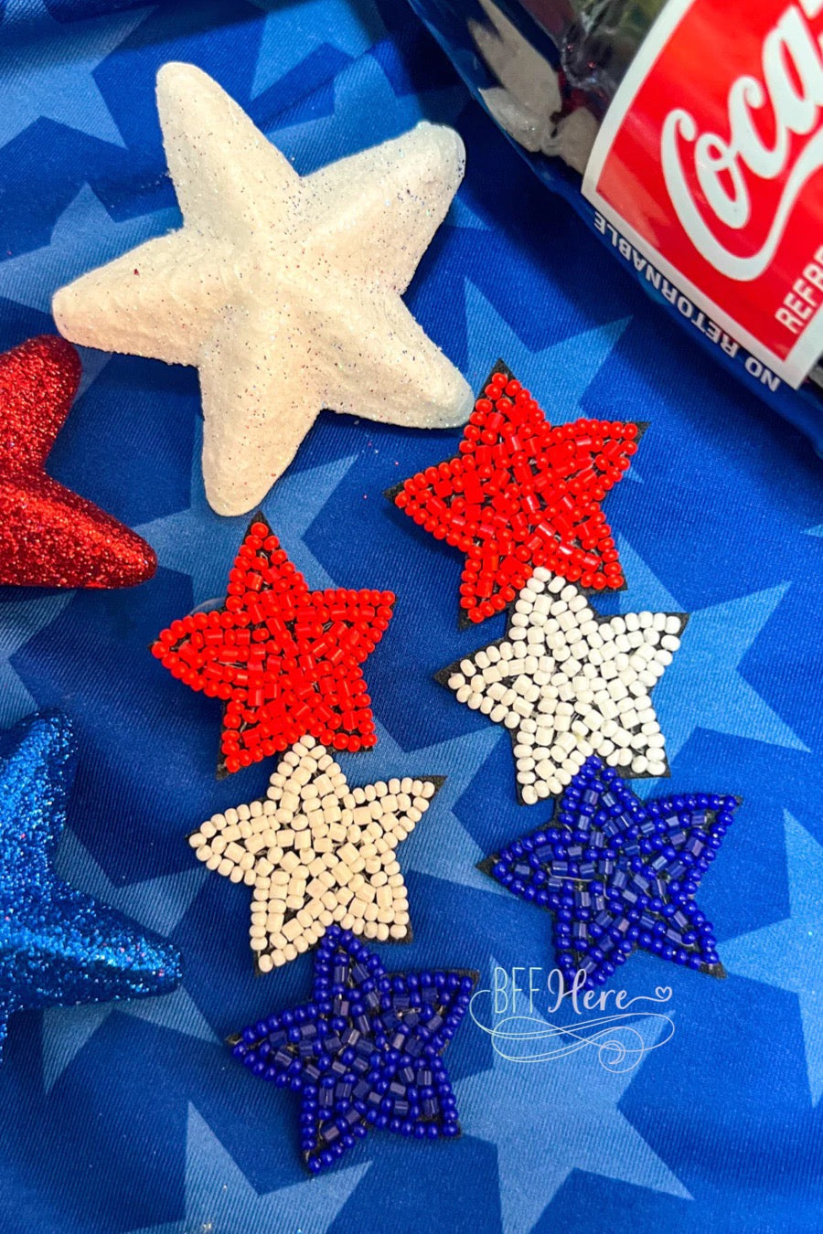 American Star Seed Bead  Earrings - BFF Here