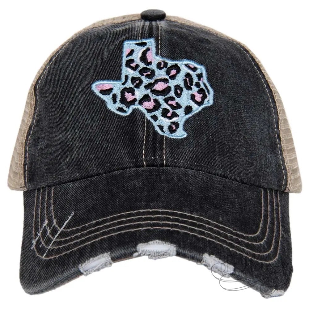 Texas Shaped Trucker Hat —Blue Leopard - BFF Here