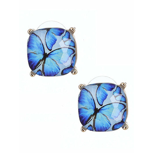 Butterfly Stud Earrings -- Blue - BFF Here