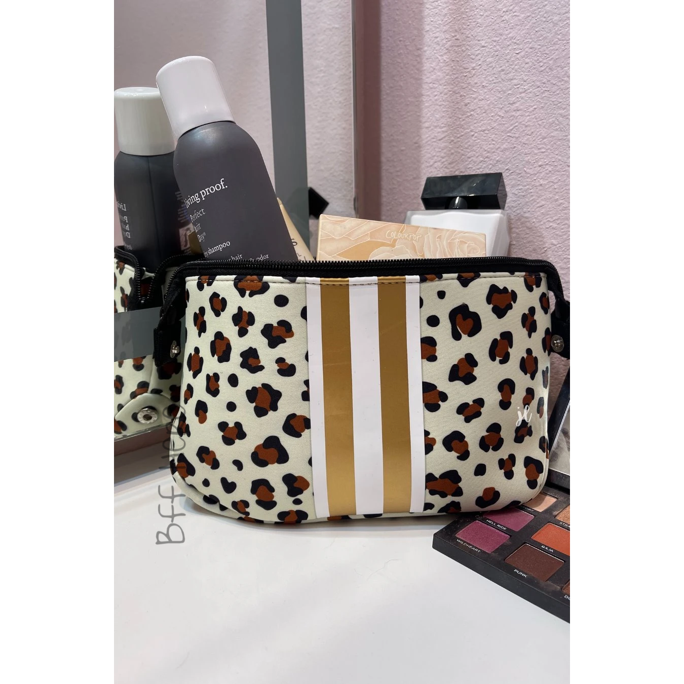 Neoprene Cosmetic Bag -- Golden Glam Leopard - BFF Here