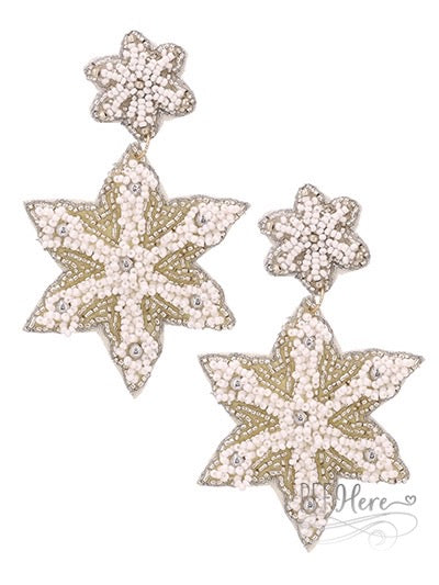 Icy Snowflake Seed Bead Earrings - BFF Here