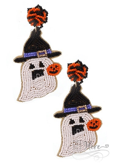 Witchy Ghost Seed Bead Earrings - BFF Here