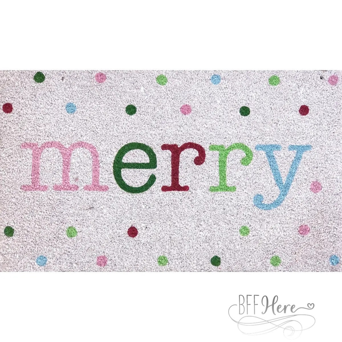 Merry Polka Dot Coir Doormat - BFF Here