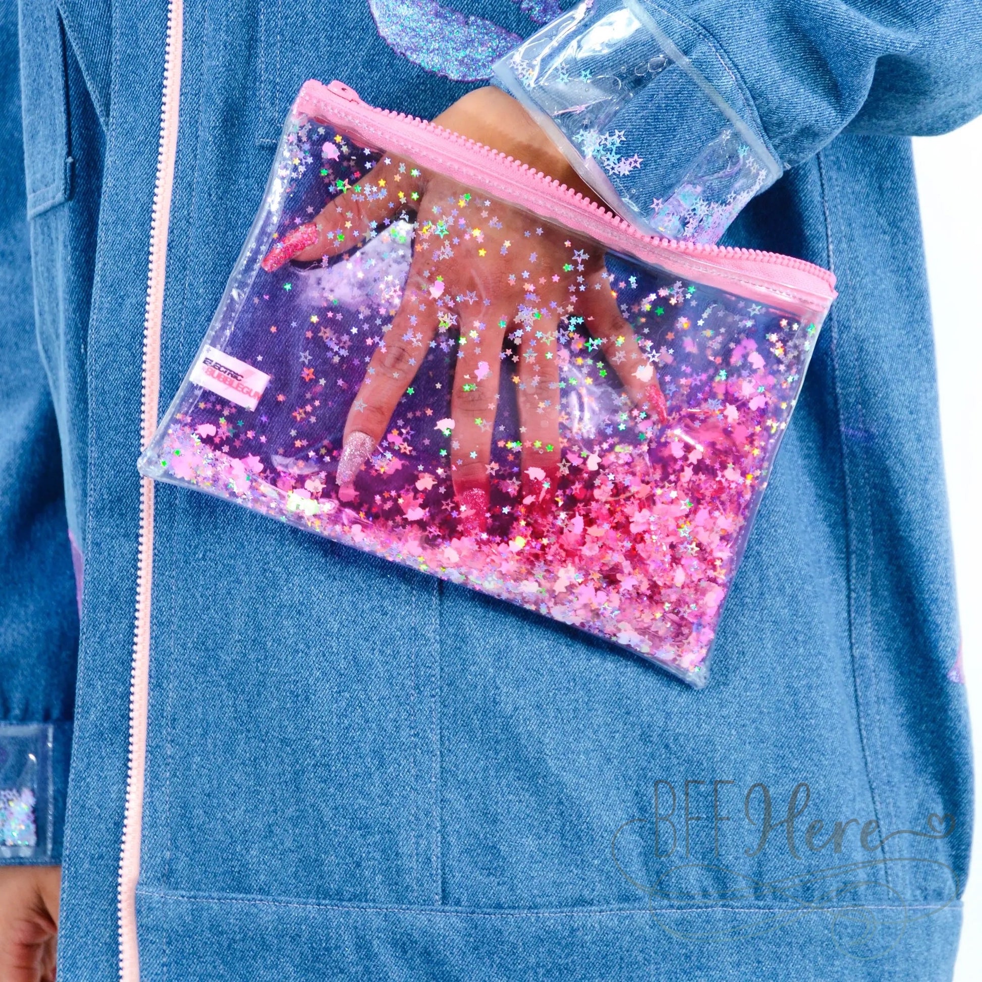 Liquid Glitter Zip Clutch - Sparkling Unicorn - BFF Here