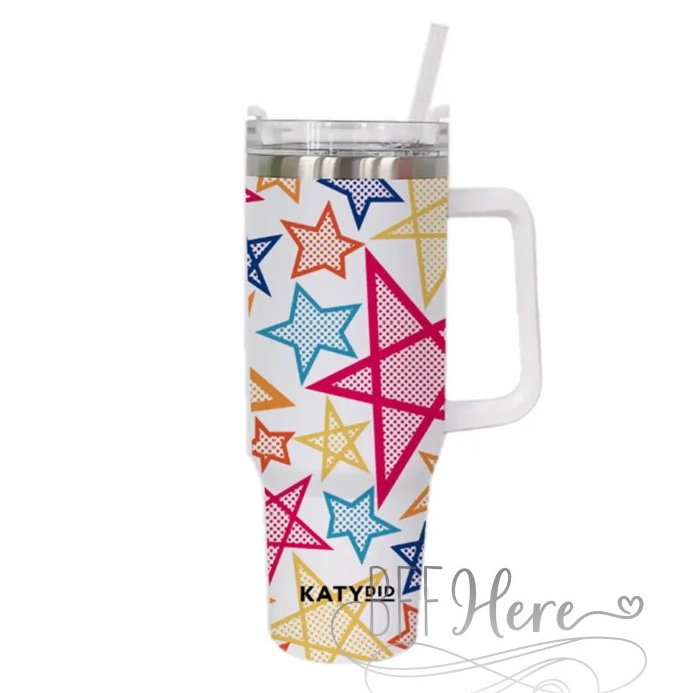 PREORDER-40 oz. Rainbow Stars Travel Tumbler - BFF Here