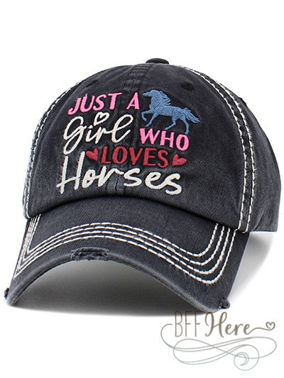 Just A Girl Who Loves Horses Vintage Hat - BFF Here