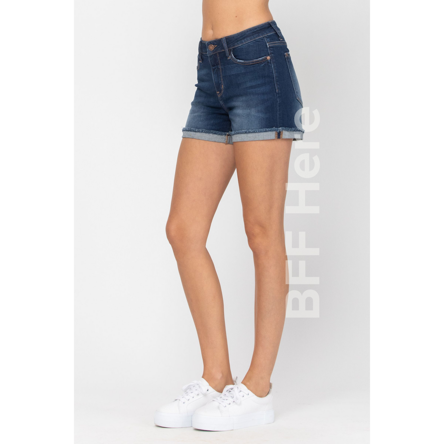 Dark Rinse Cuffed Shorts by Judy Blue - BFF Here