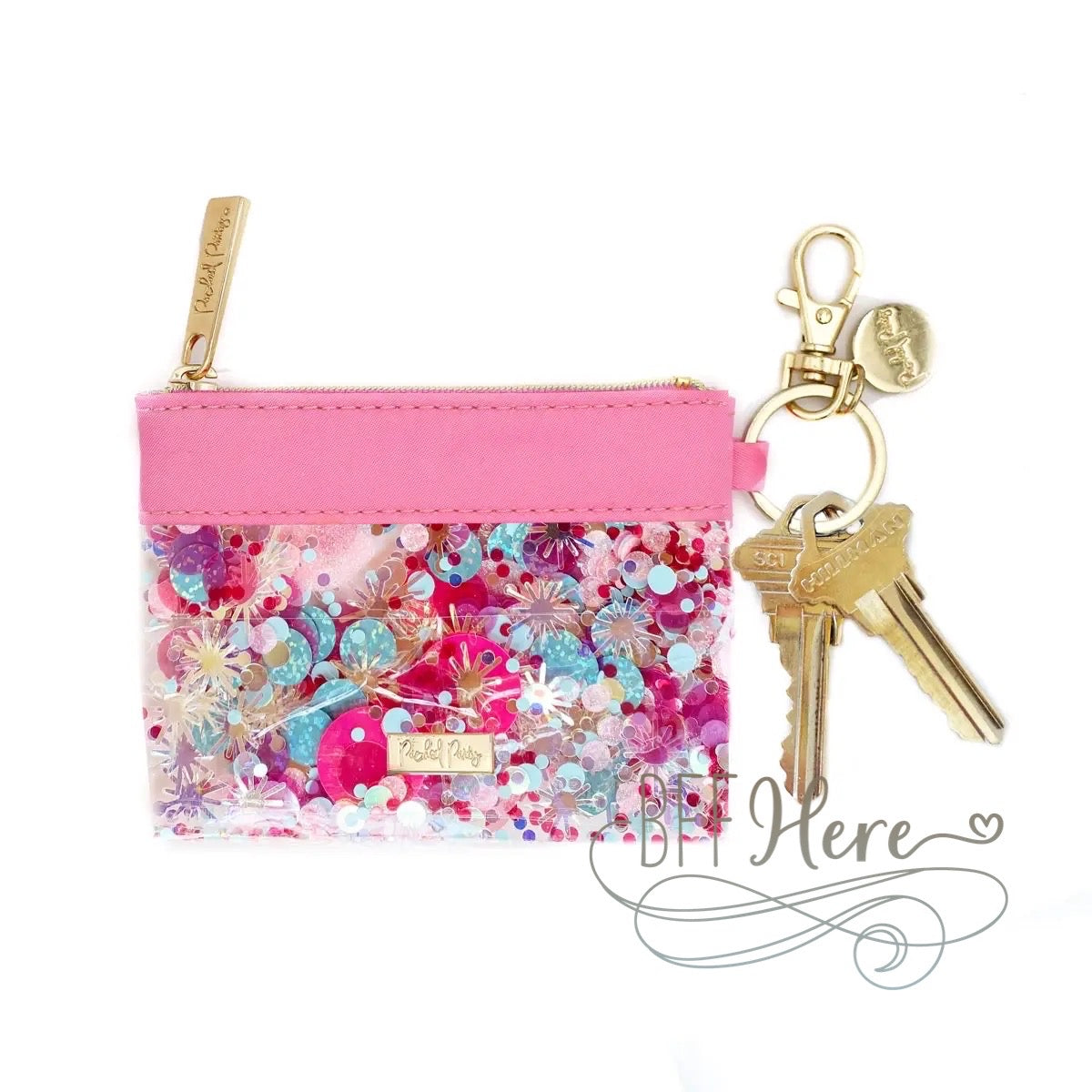 PREORDER— Think Pink Confetti Keychain Wallet  by Packed Party - BFF Here