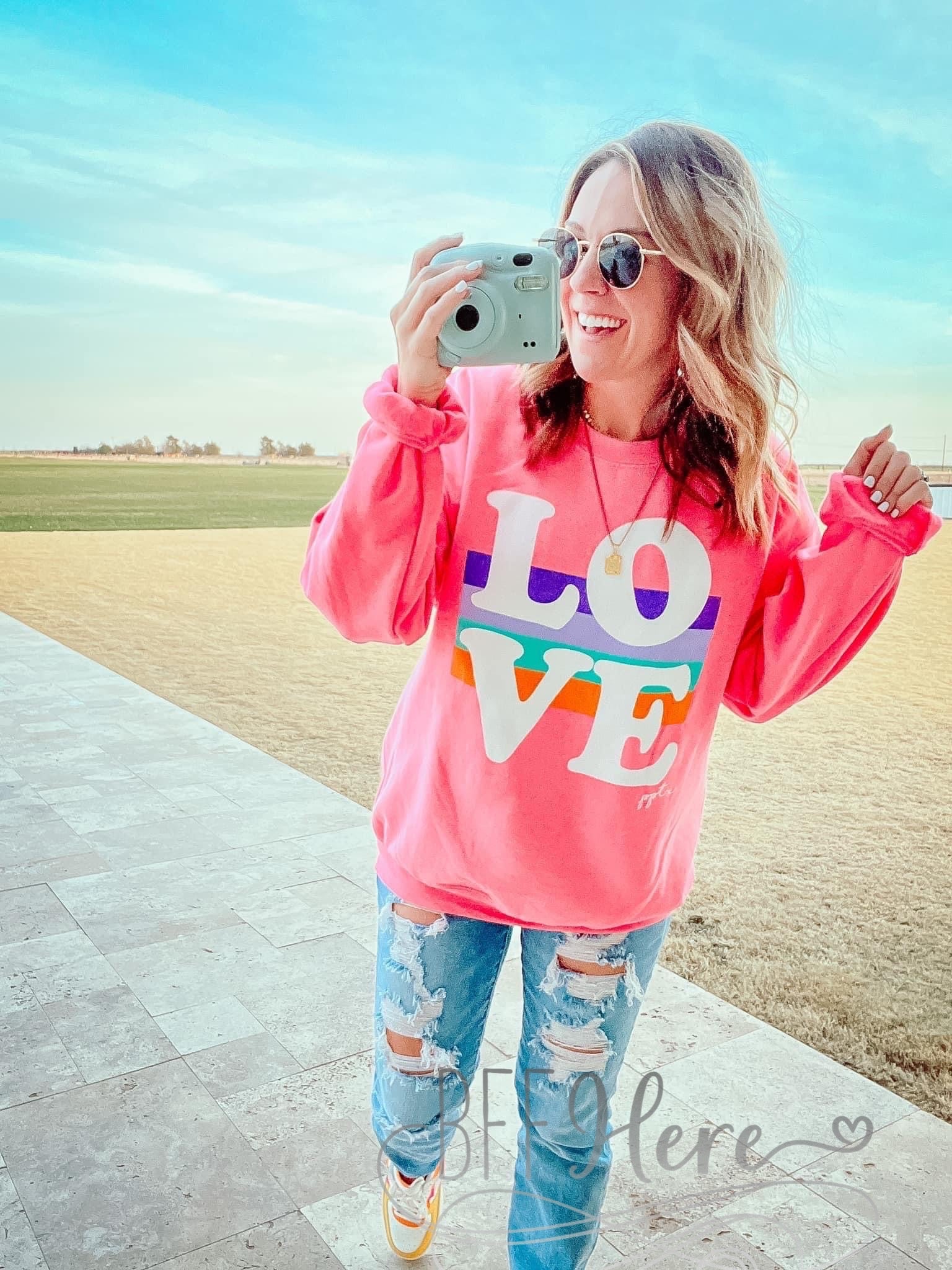 PREORDER-Big Love Neon Pink Sweatshirt - BFF Here