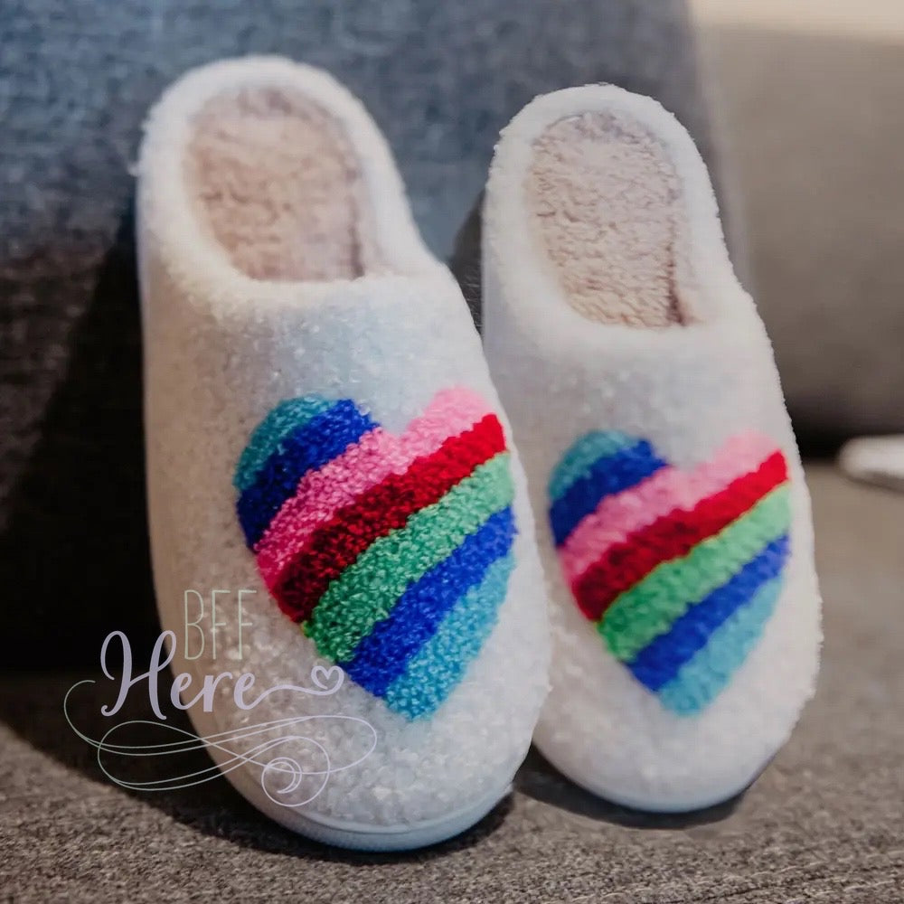 Rainbow Heart Slippers - BFF Here