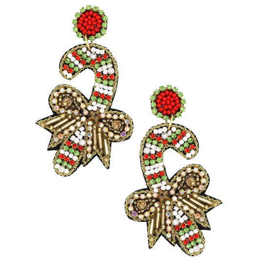 Candy Cane Seed Bead Earrings - BFF Here