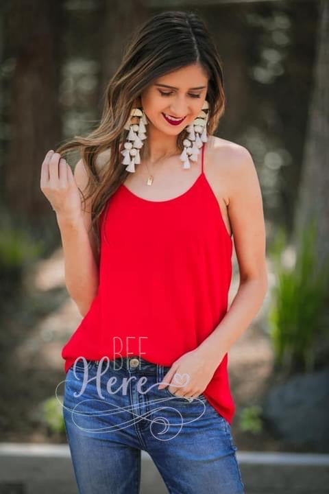 Leah Woven Cami -- Red - BFF Here