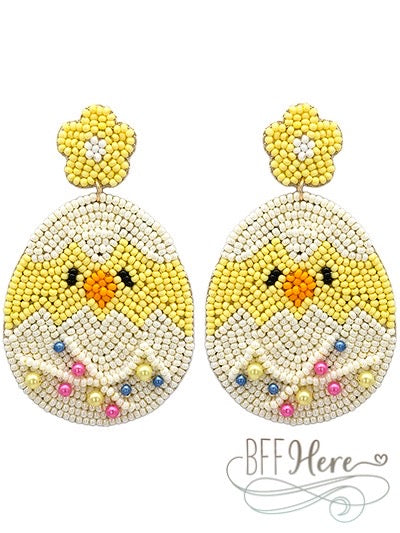 Easter Egg Chick Seed Bead Earrings - BFF Here