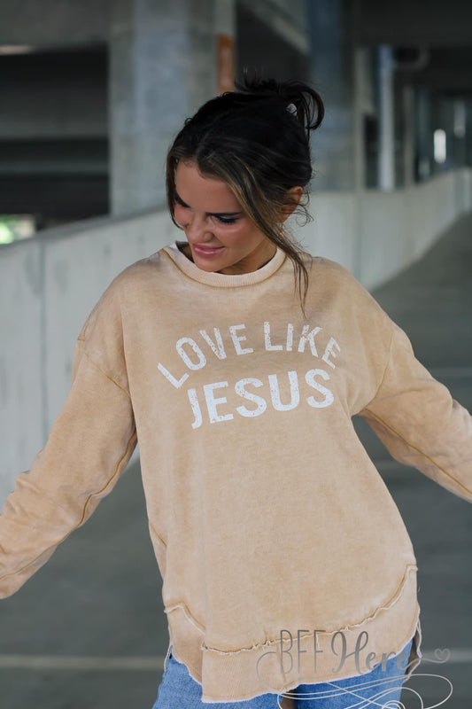 PREORDER-Love Like Jesus Vintage Fleece | Vintage Mustard - BFF Here