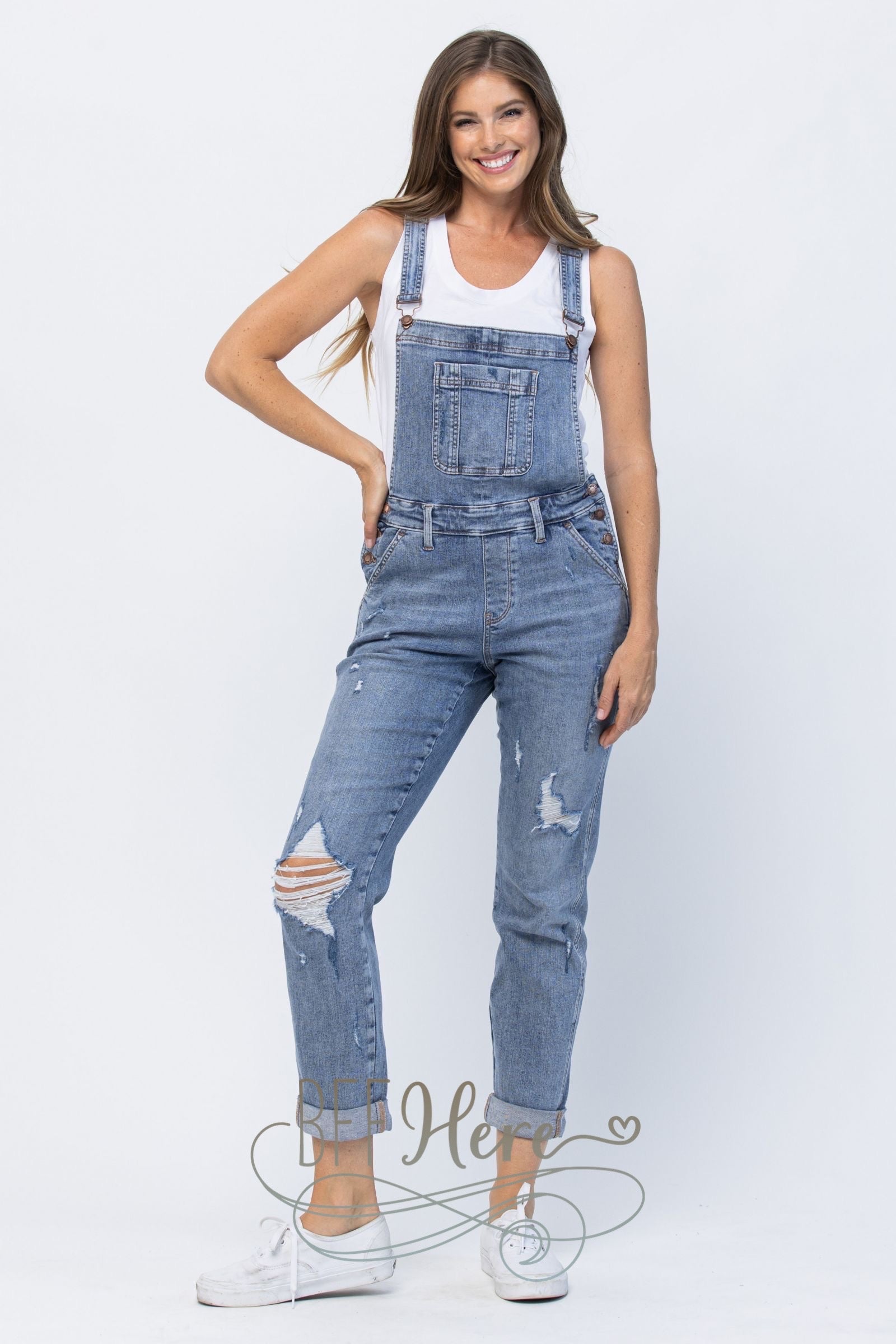 Jen Distressed Overalls by Judy Blue - BFF Here