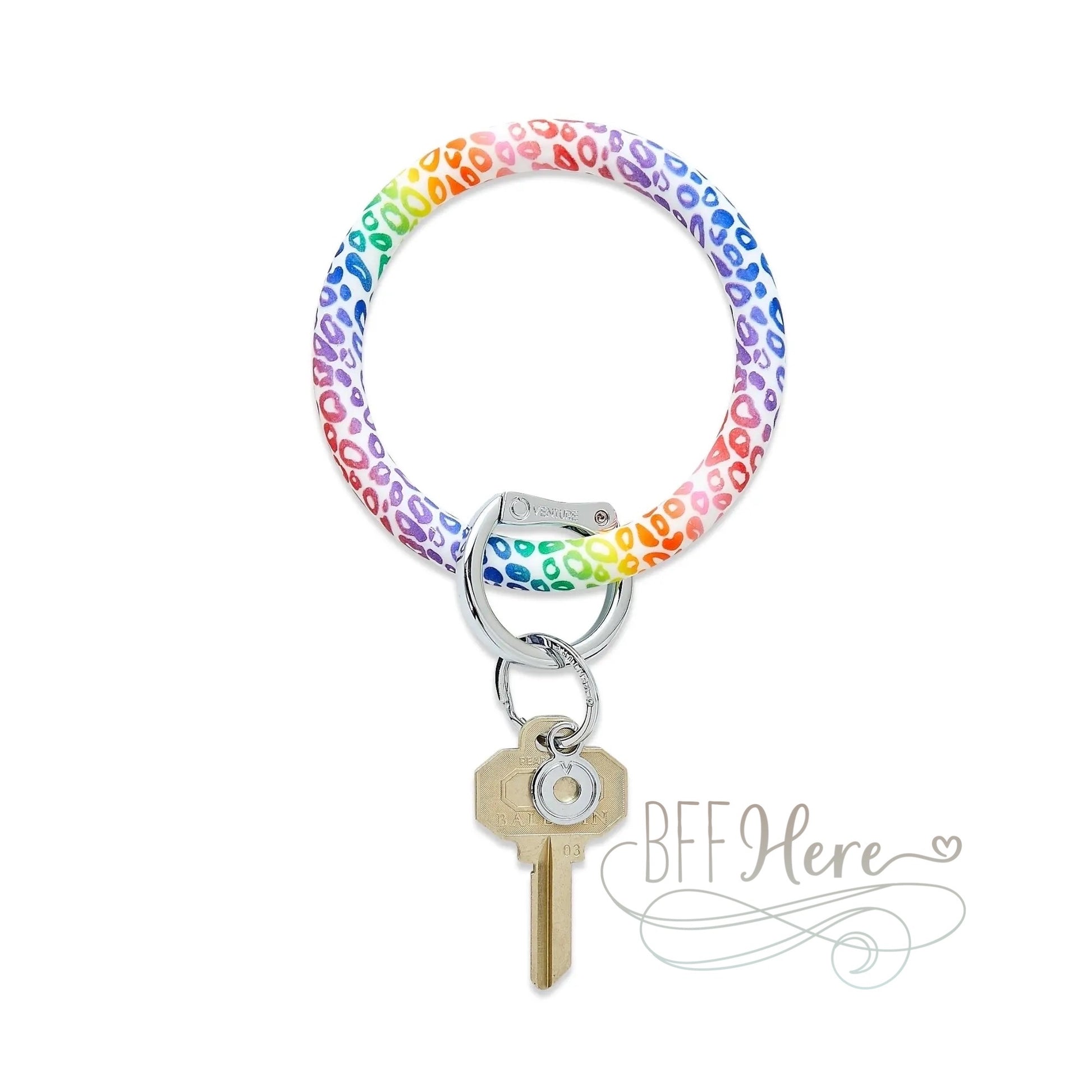 Rainbow Cheetah - Silicone Big O-Key Ring  by Oventure - BFF Here