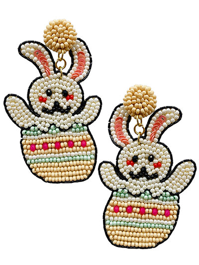 Easter Bunny Egg Seed Bead Earrings - BFF Here