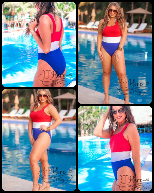 PREORDER—Firework Show Color Block Swimsuit - BFF Here