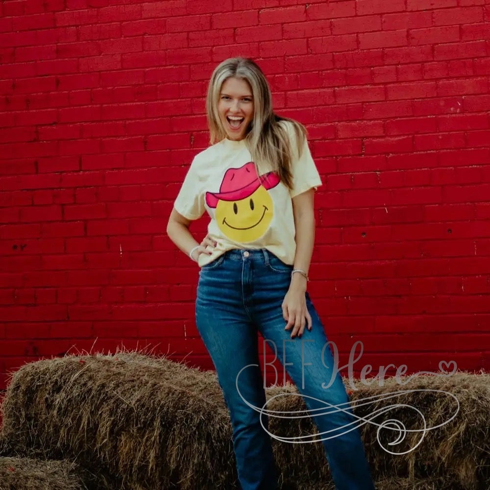 PREORDER—Cowboy Happy Face Tee - BFF Here