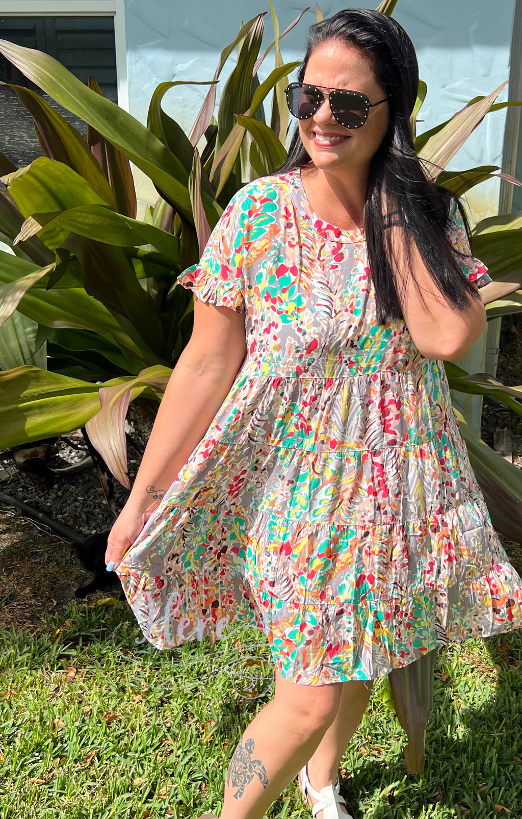Secret Garden Floral Babydoll Dress -- Gray - BFF Here