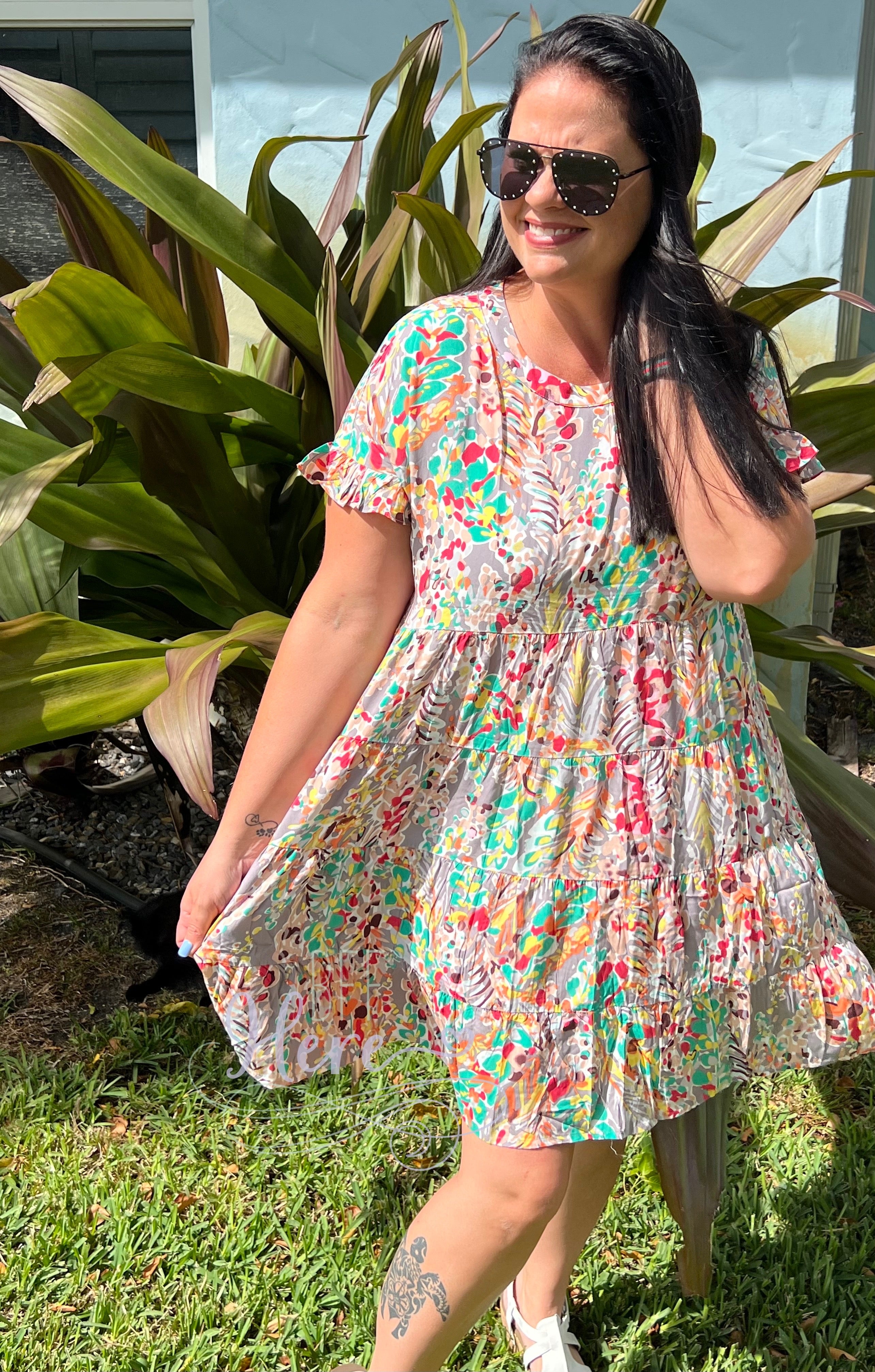 Secret Garden Floral Babydoll Dress -- Gray - BFF Here