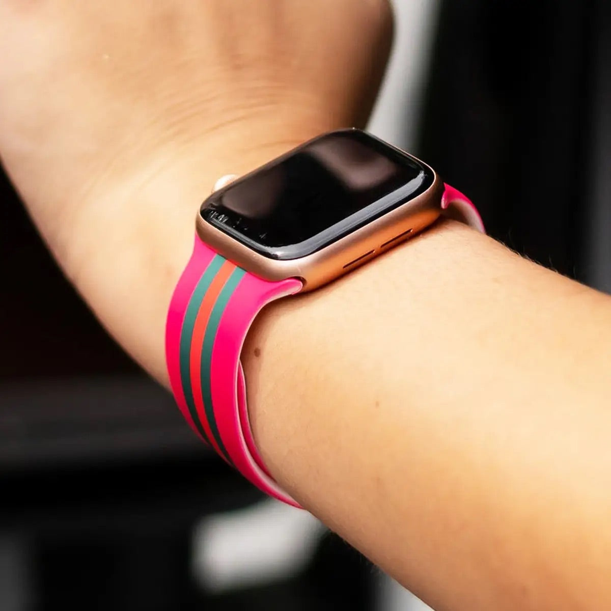 Viv Apple Watch Bands — Pink/Green Stripe - BFF Here