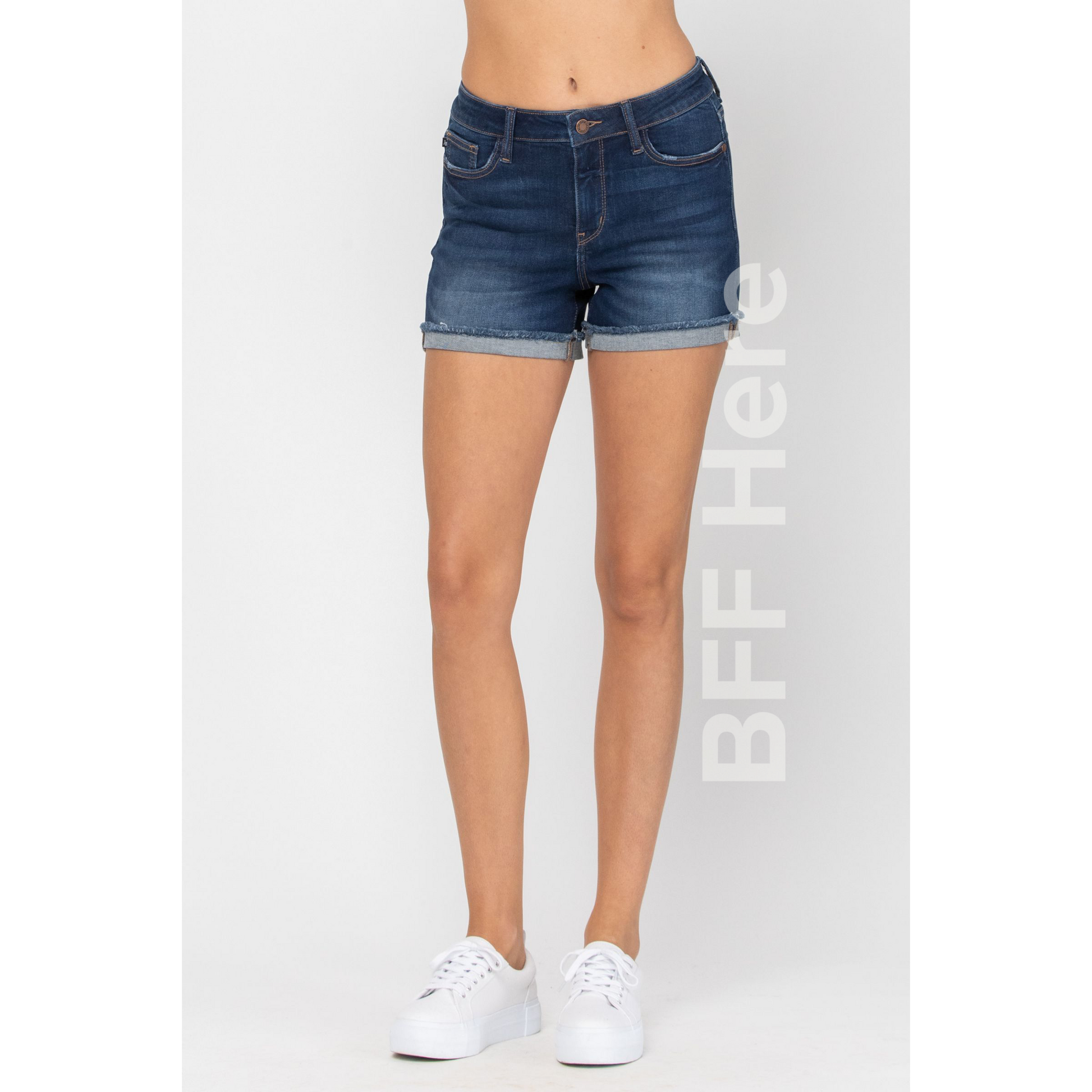 Dark Rinse Cuffed Shorts by Judy Blue - BFF Here