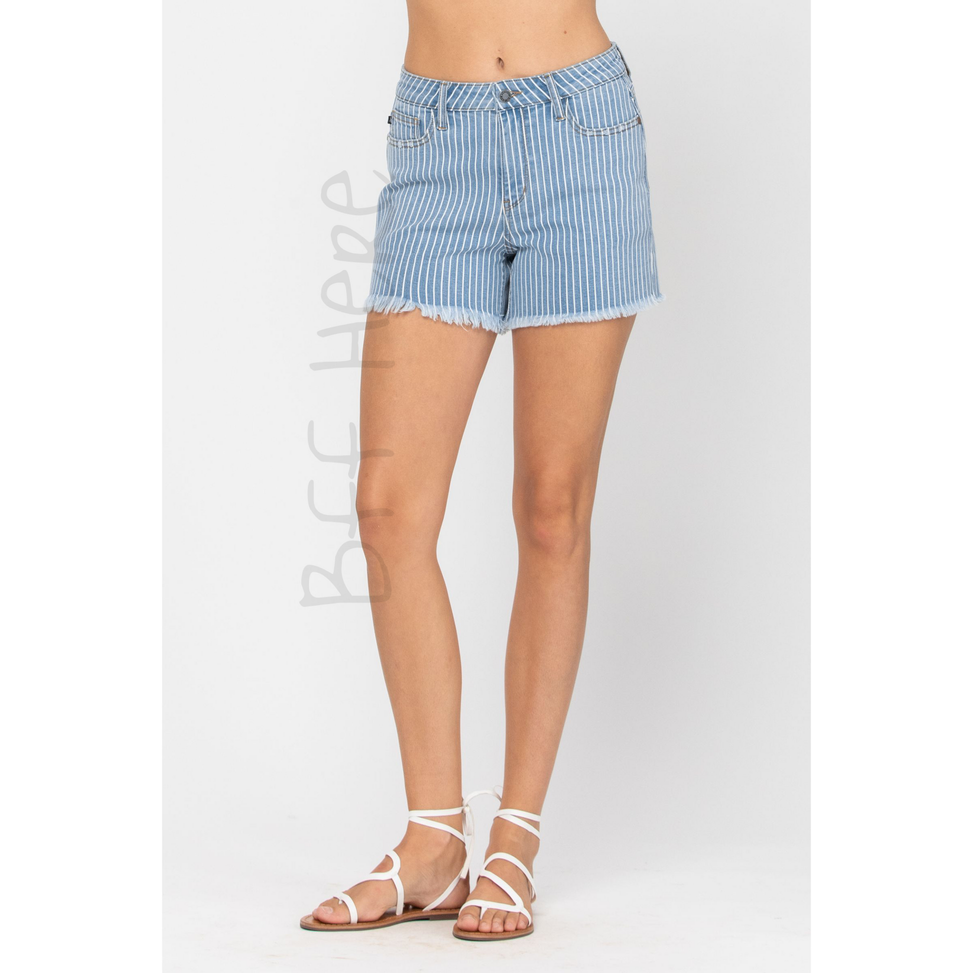 Striped High Waste Shorts by Judy Blue - BFF Here