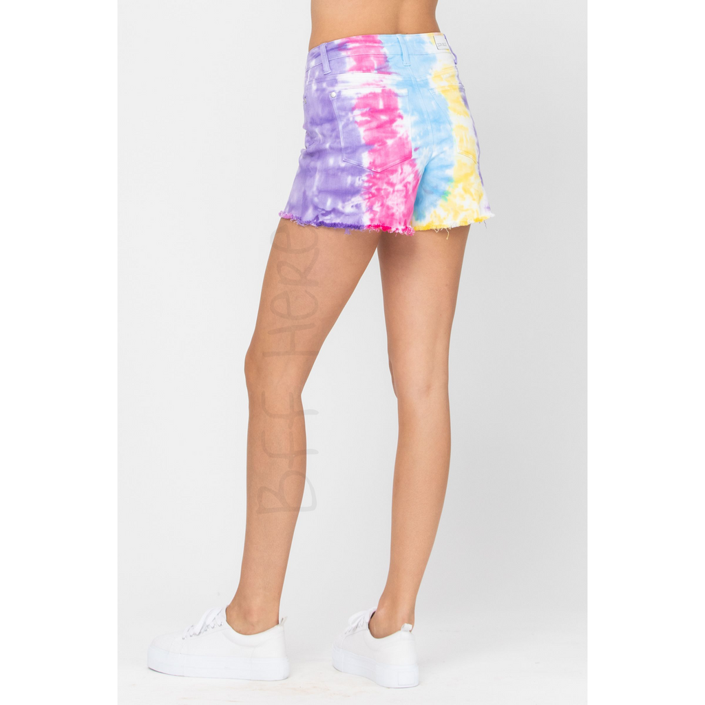 Snow Cone Tie Dye Mid Rise Shorts by Judy Blue - BFF Here