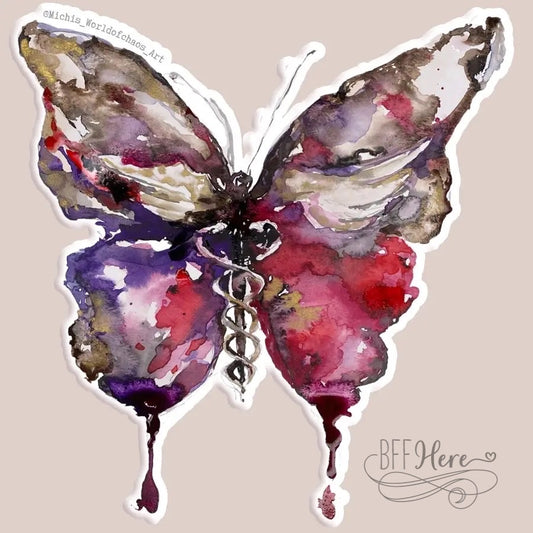 Nurse Butterfly Watercolor Sticker Decal - BFF Here