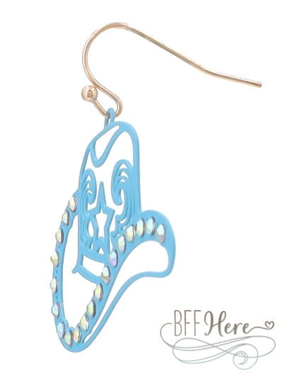 Cowboy Hat Filagree Earrings — Turquoise - BFF Here