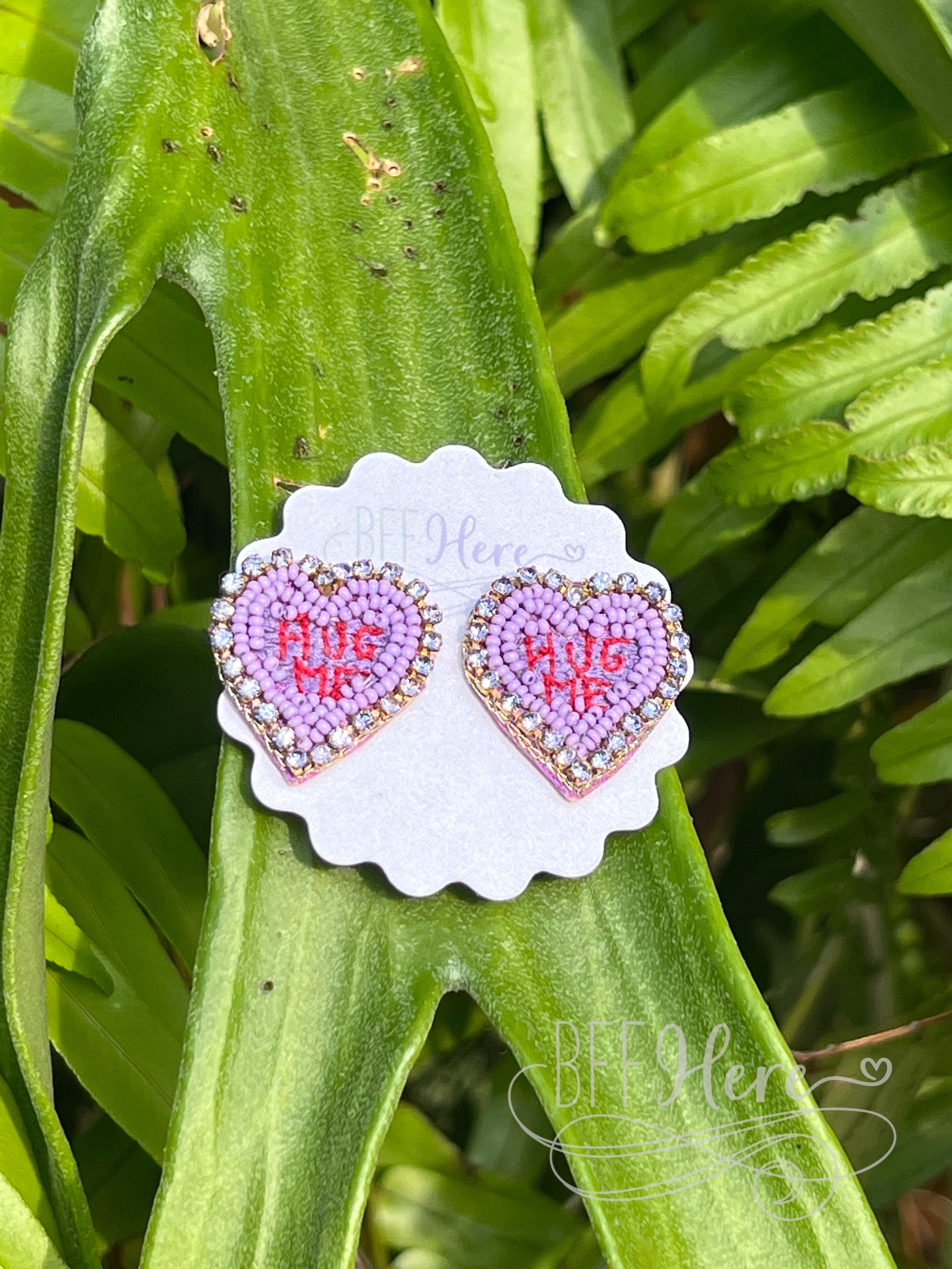 Hug Me Heart Seed Bead Earrings - BFF Here