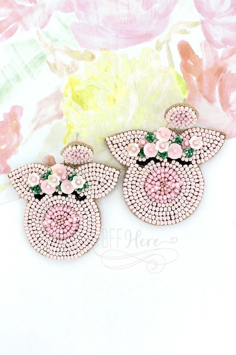 Pink Petunia  Seed Bead Earrings - BFF Here