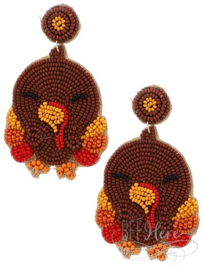 Cute Turkey Seed Bead Earrings - BFF Here