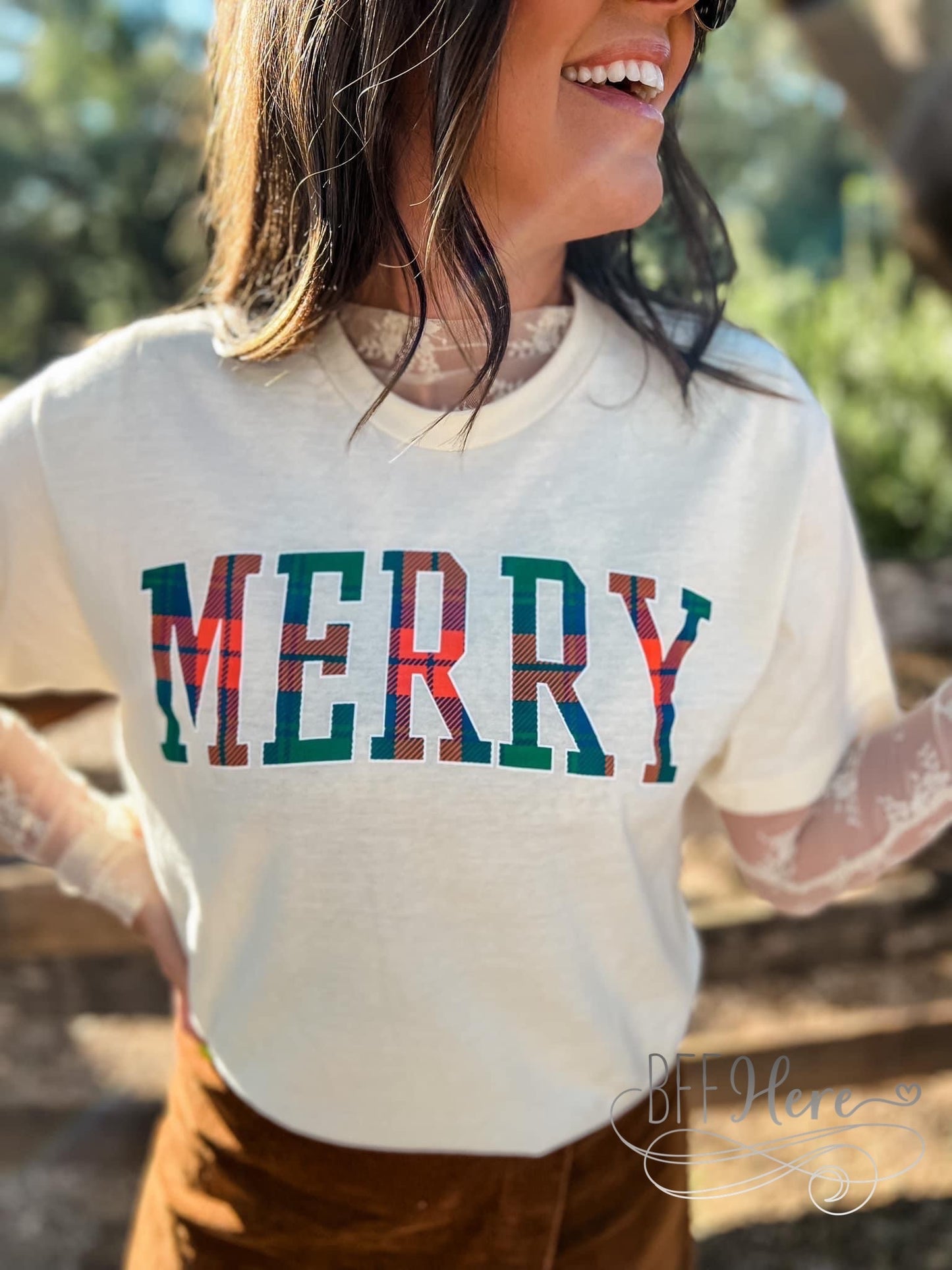 PREORDER—Merry Plaid T-Shirt - BFF Here