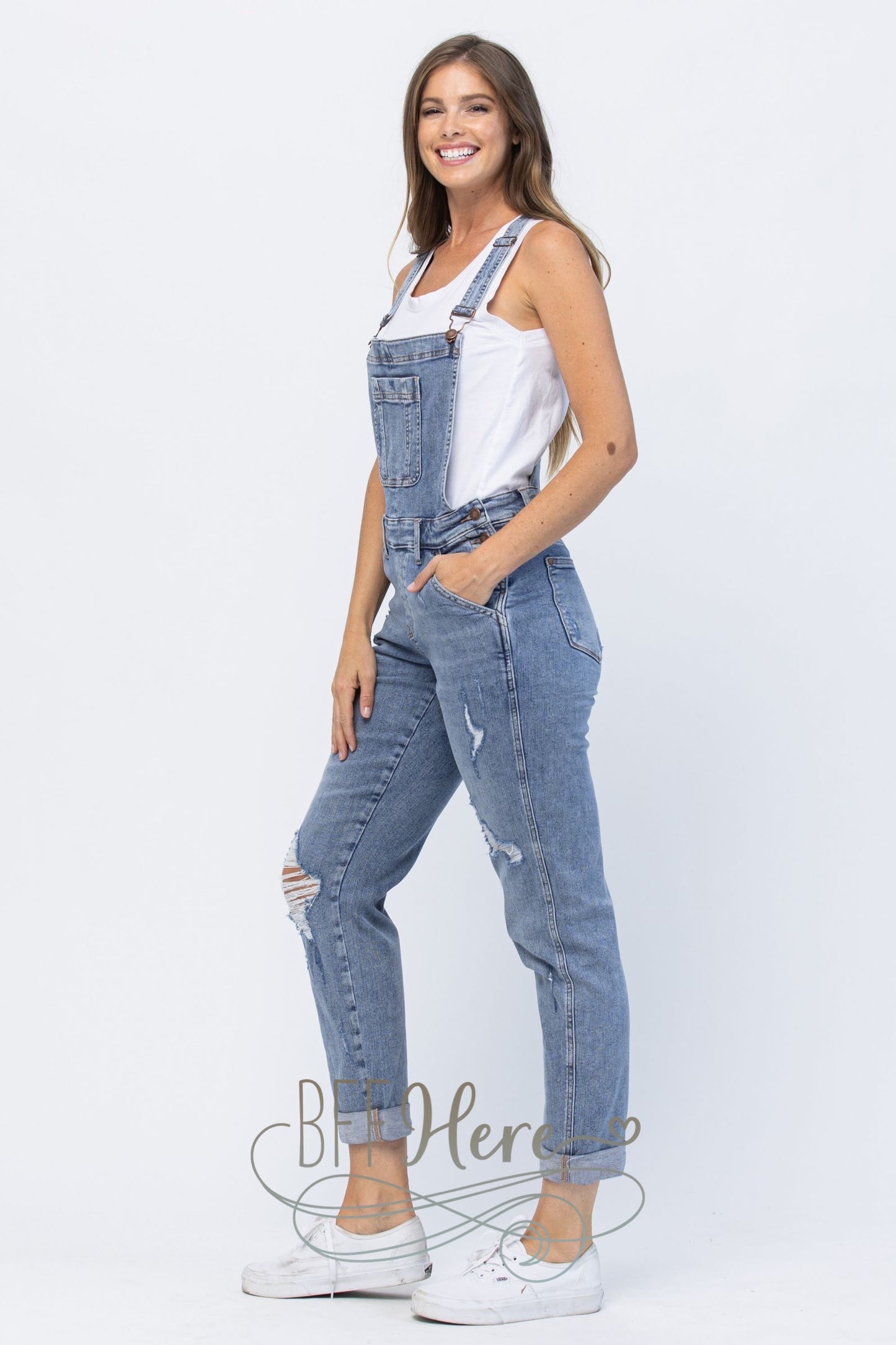 Jen Distressed Overalls by Judy Blue - BFF Here