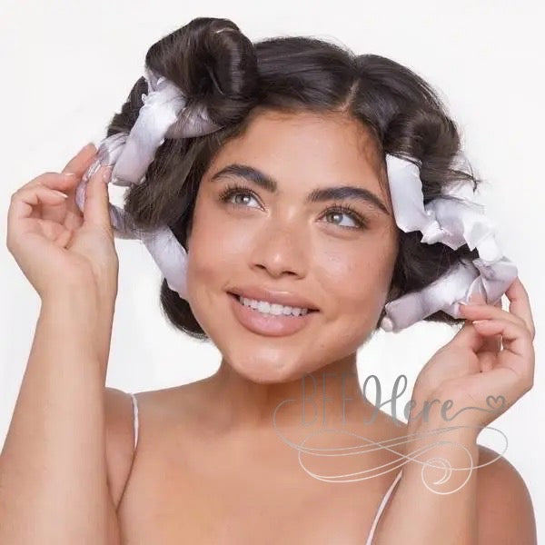 PREORDER—Satin Heatless Pillow Rollers 6pc by Kitsch - Soft Marble - BFF Here