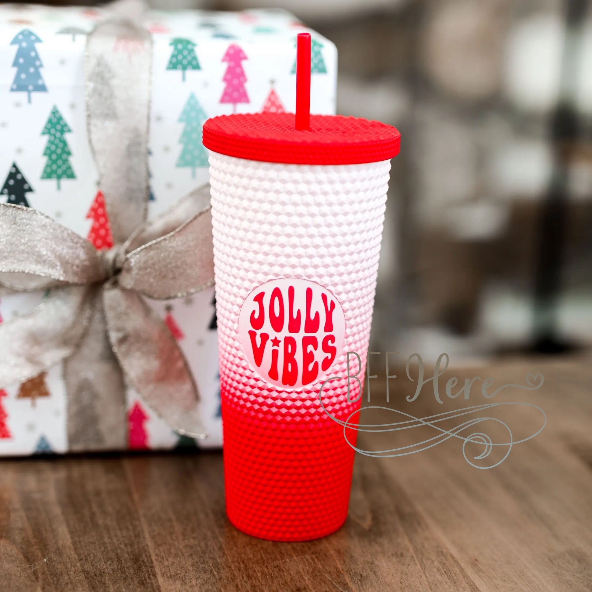 PREORDER— Textured Tumbler Gradient - Jolly Vibes - BFF Here