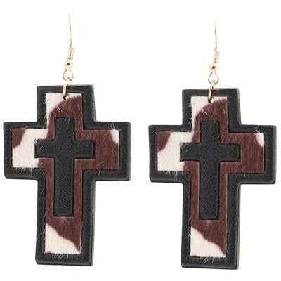Animal Print Cross Earrings — Choice of Color - BFF Here