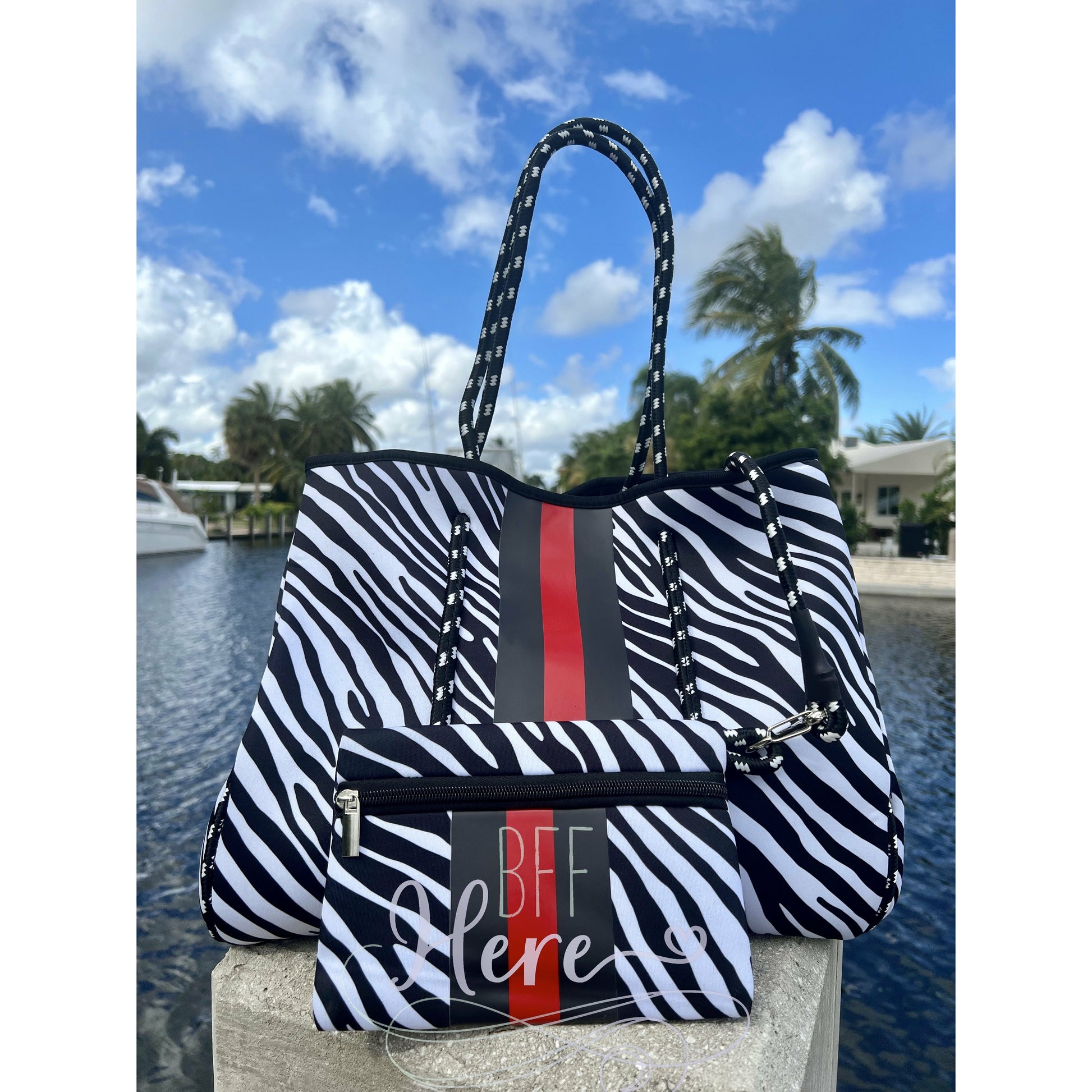 Neoprene Tote -- Zebra - BFF Here