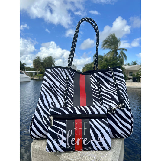 Neoprene Tote -- Zebra - BFF Here