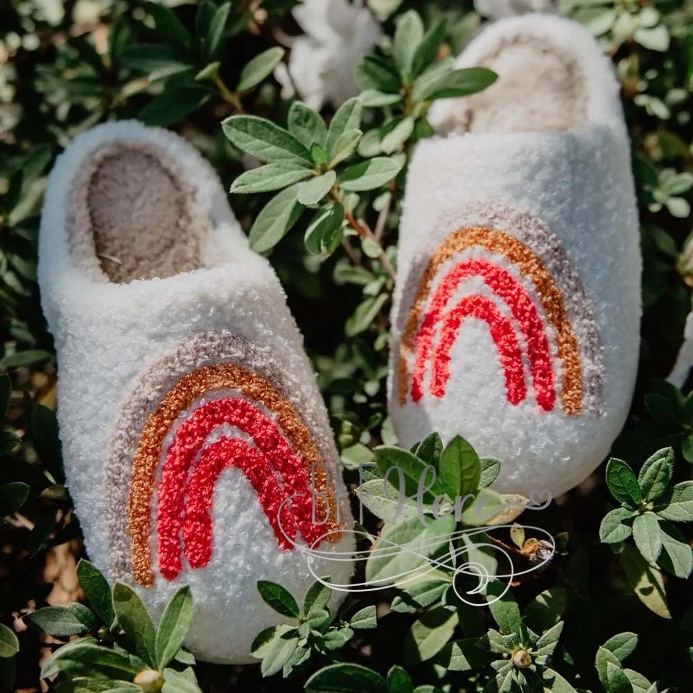 Preorder—Rainbow Fuzzy Slippers - BFF Here