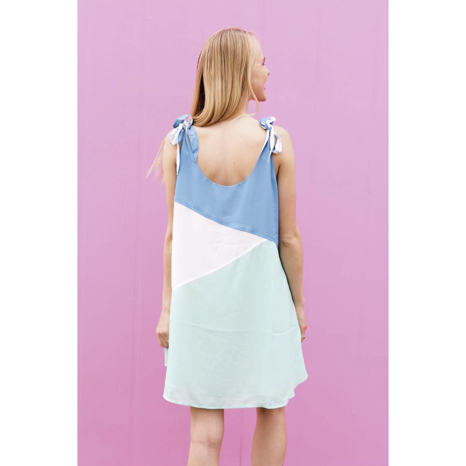 Sydney Color Block - Cami Tie Dress - BFF Here
