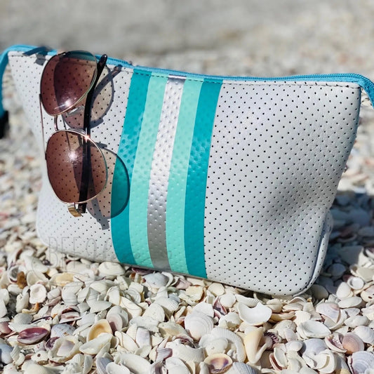 Neoprene Cosmetic Bag --Teal Snake - BFF Here